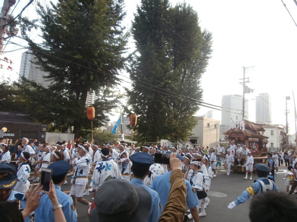 Mikoshi procession at Tenjin Matsuri.