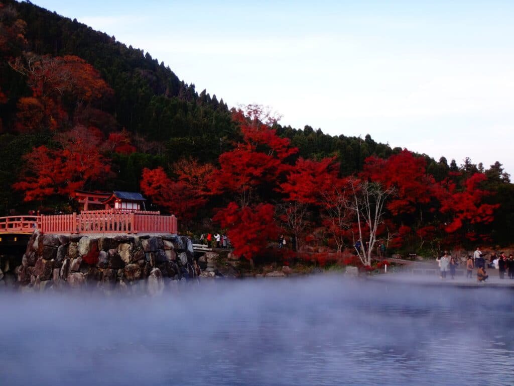 katsuoji temple and foggy lake